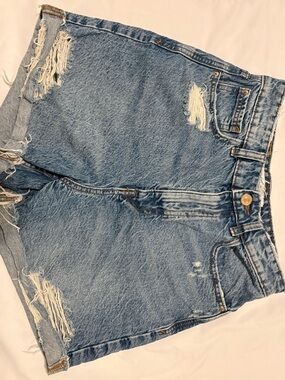 Zara Light Blue Distressed Denim Shorts